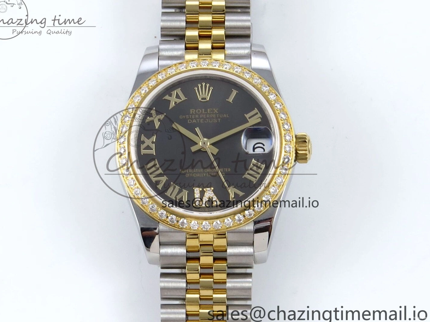 on SS YG DateJust 904L Steel Roman Jubilee Edition Diamonds HZ2236 Bracelet JARF 278383RBR Dial 1:1 Gray Best 31 0404